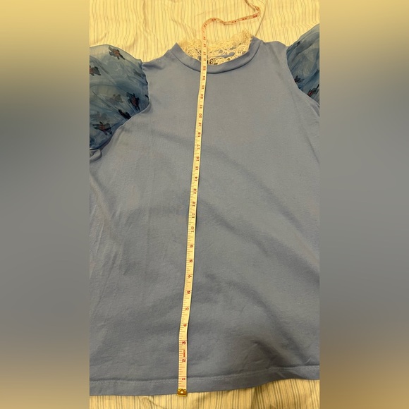 Puff Sleeve Top - Lazy Oaf - Baby blue lace collar w sheer   Sleeves - Picture 8 of 11